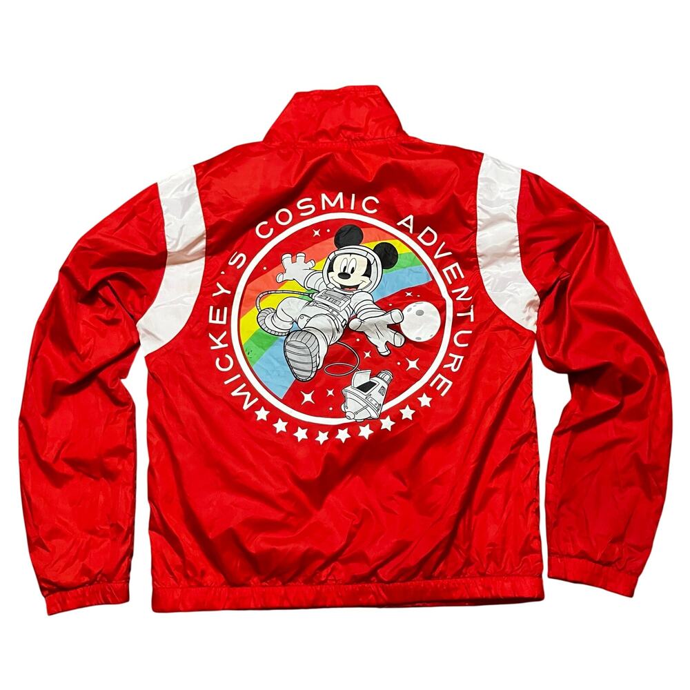 Disney Mickey Cosmic Adventure Red Windbreaker Jacket Graphic Theme Park